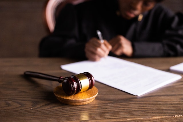 judge sitting at desk