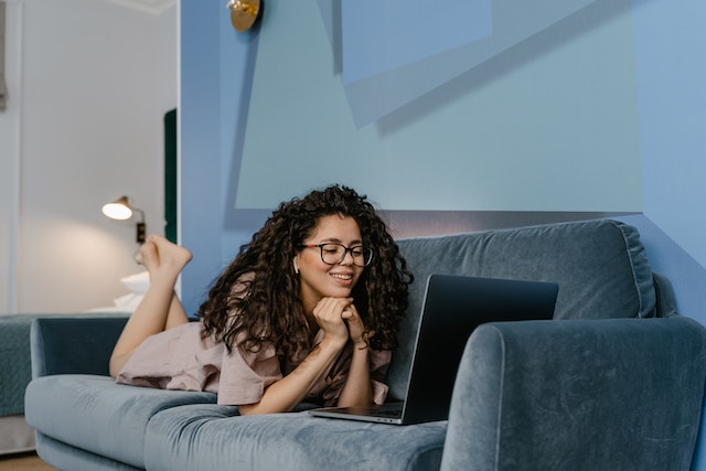 happy tenant on couch