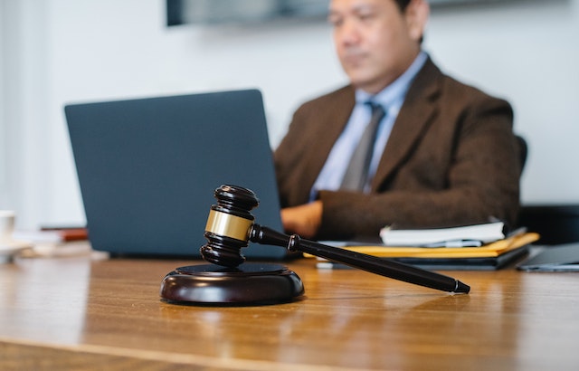 gavel sitting on desk